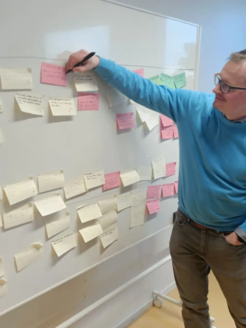 Picture of the TWSC CEO working with post-it notes