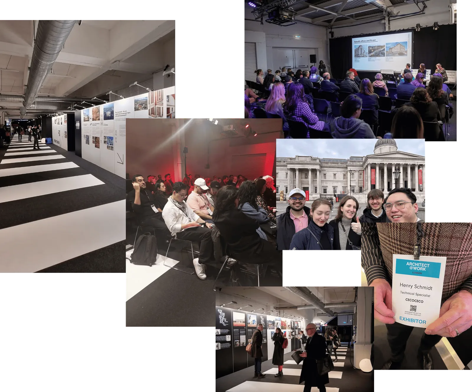 Multiple pictures of the team at the London Architect at Work expo